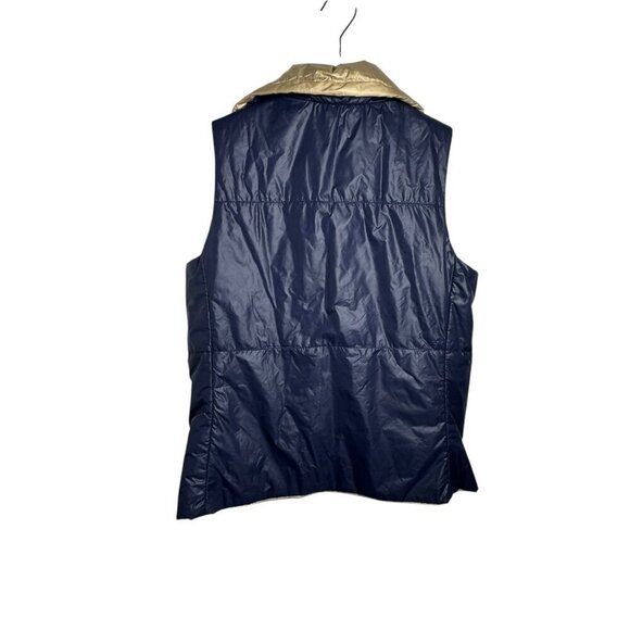 Polo Ralph Lauren Golf Women’s Size Large Reversible Puffer Vest Navy Blue Gold - Picture 8 of 13